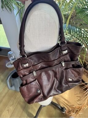Elegant Dark Brown Leather Tote Handbag